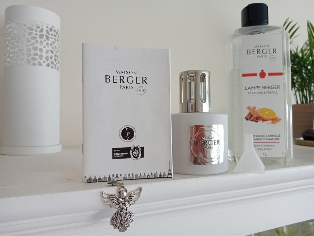 Maison Berger Lampe en Navulling Orange Cinnamon, Ophalen, Zo goed als nieuw, Wit, Glas