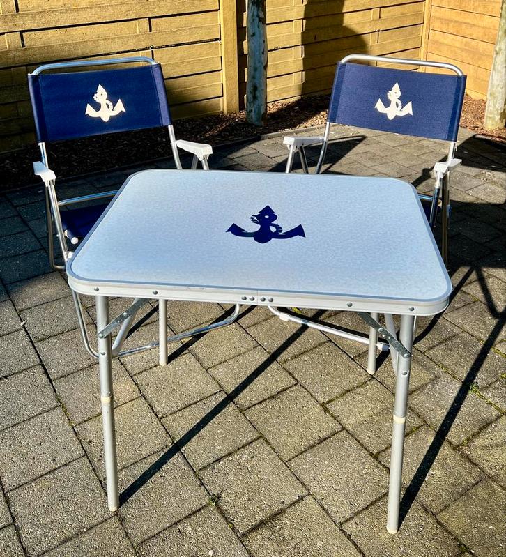 Camping set: inklapbare tafel met 2 stoelen (anker), Caravans en Kamperen, Kampeermeubelen, Zo goed als nieuw, Campingstoel, Ophalen of Verzenden