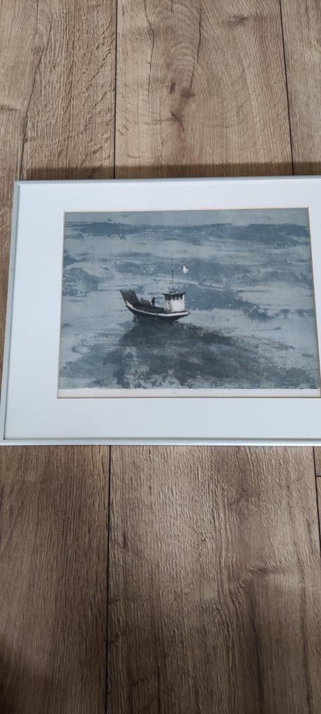 Mart Kempers - Boot op het water - Gesigneerd - 1989, Ophalen, Ingelijst, Landschap, 1950 - 1999