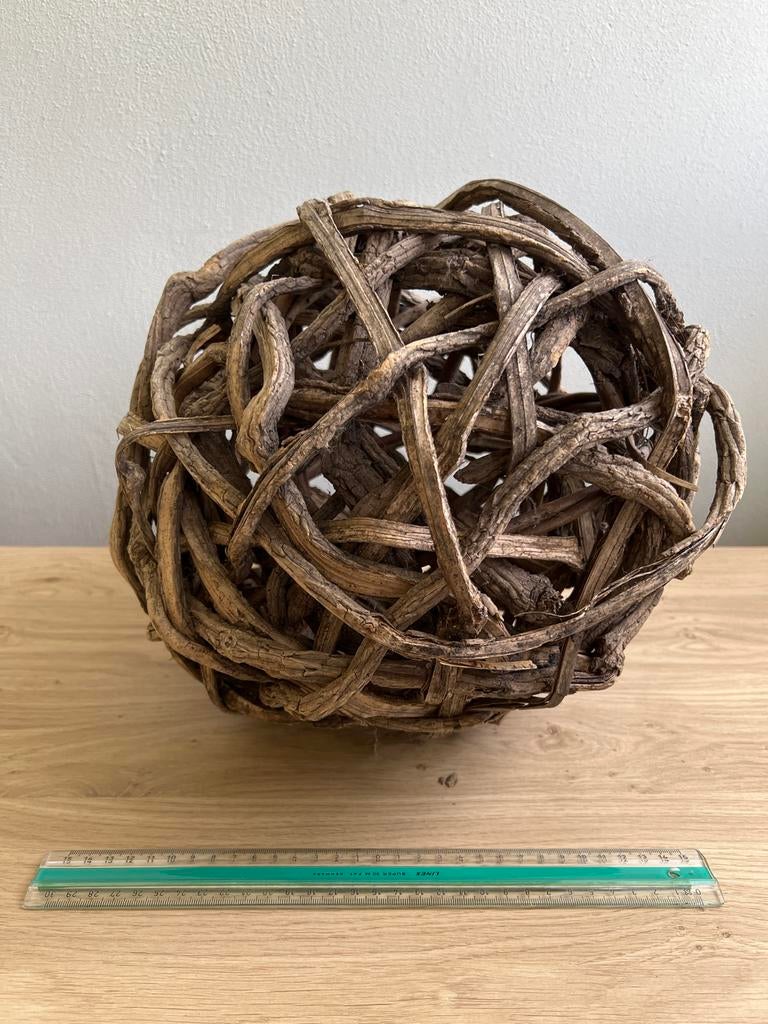 Decoratieve bol van gevlochten takken, Ophalen, Gebruikt, Bruin, Natuurlijk materiaal