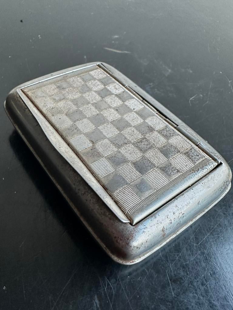 Oud metalen snuifdoos tabaksblik shag blikje 9.5/6.5 cm, Ophalen of Verzenden, Zo goed als nieuw, Tabaksdoos of Verpakking