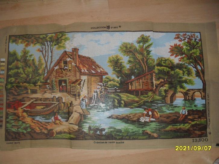 NIEUW GROOT Voorbedrukt stramien Watermolen. Ook DMC garens, Hobby en Vrije tijd, Borduren en Borduurmachines, Nieuw, Onderdeel of Toebehoren