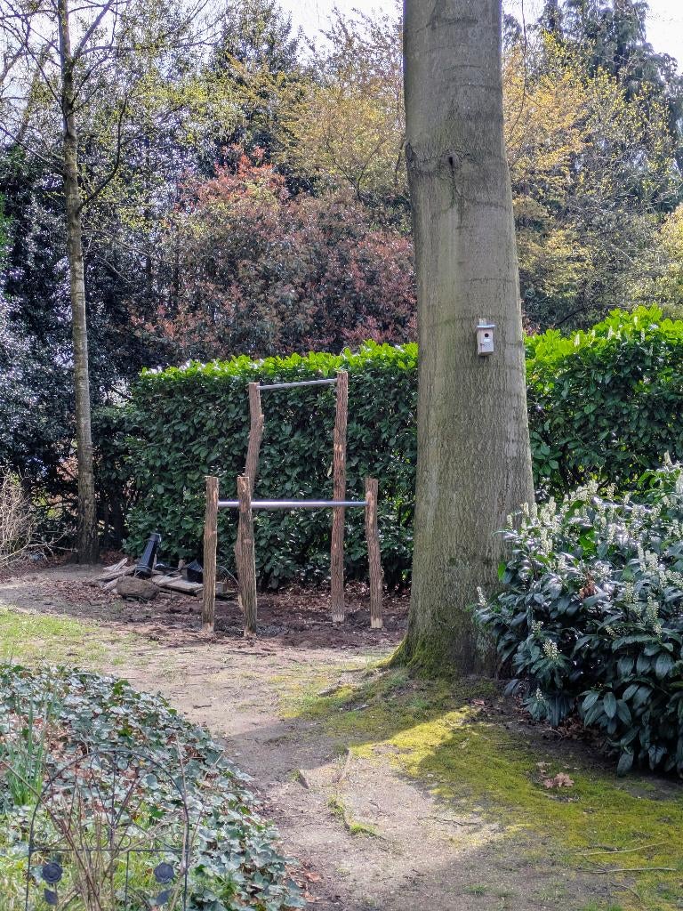 Calisthenics rek van boomstammen - Pull-up & dip station, Ophalen, Nieuw, Buik, Overige typen