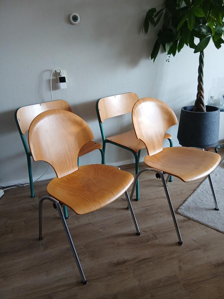 Vintage eetkamerstoelen, Ophalen, Gebruikt, Vintage, Vier