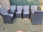 Tuinstoelen 6 stuks Met grijze kussens 2 delig {zit en rug }, Tuin en Terras, Ophalen, Zo goed als nieuw, Kunststof