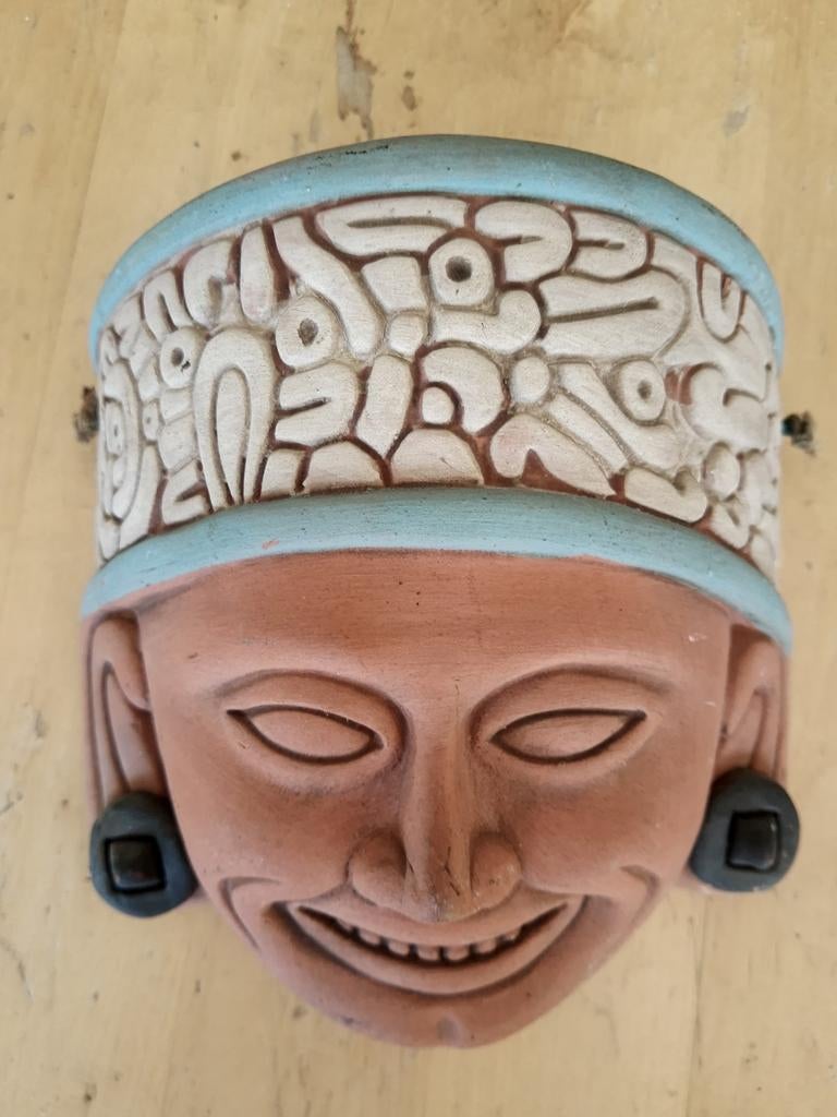 Decoratieve Zuid-Amerikaanse Terracotta Masker, Ophalen of Verzenden