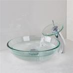 Gehard glazen waskom met waterval kraan chroom nieuw, Ophalen of Verzenden, Nieuw