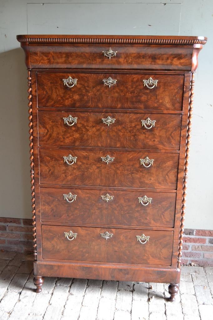 Prachtige antieke mahonie houten chiffoniere, ladekast., Verzenden