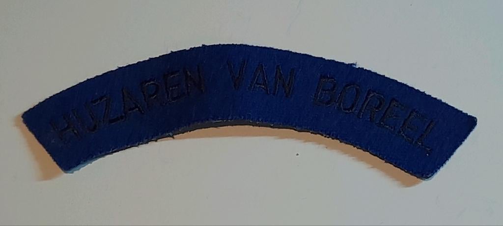 Naambandje HUZAREN VAN BOREEL, Ophalen of Verzenden, Landmacht, Nederland, Embleem of Badge