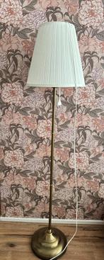 Goud messing plisse vloerlamp, Ophalen, Zo goed als nieuw, 75 cm of meer