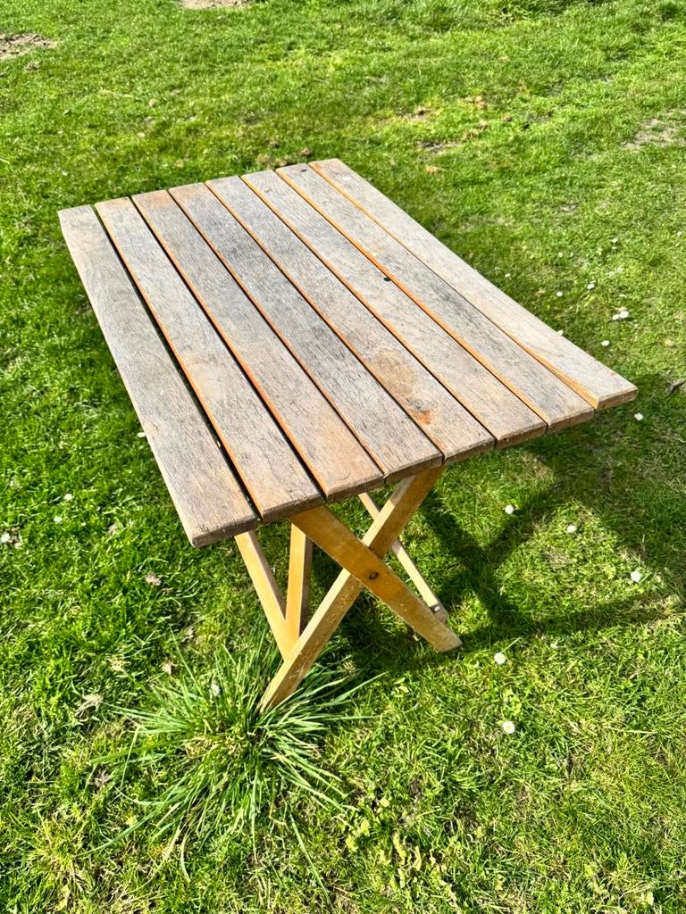 Houten opklaptafel voor camping/caravan., Ophalen, Gebruikt, Rechthoekig, Hout