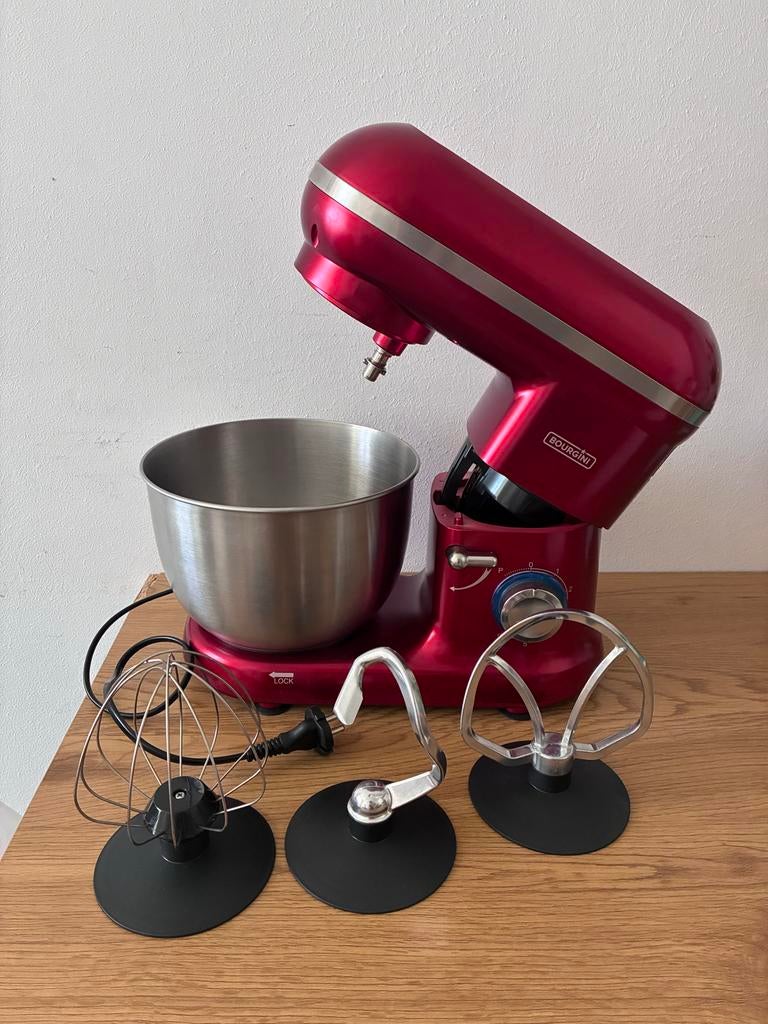 Bourgini Classic Kitchen Chef - 4,5L - 1300W - Rood, 4 liter of meer, 3 snelheden of meer, Ophalen of Verzenden, Zo goed als nieuw