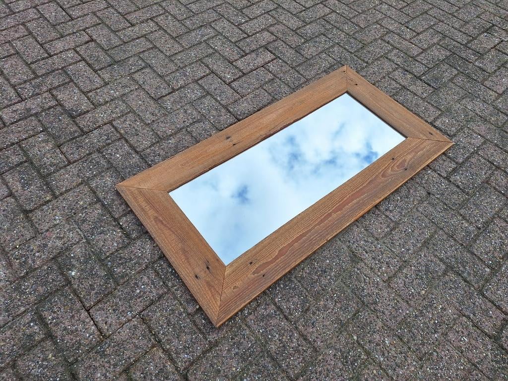 Spiegel met robuuste sloophout lijst, Ophalen, Gebruikt, 100 tot 125 cm, Minder dan 100 cm