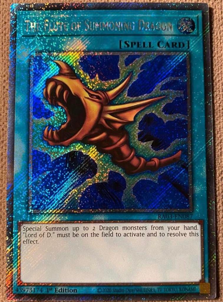 Yu-Gi-Oh! The Flute of Summoning Dragon RA03 1st !, Ophalen of Verzenden, Zo goed als nieuw, Losse kaart, Foil