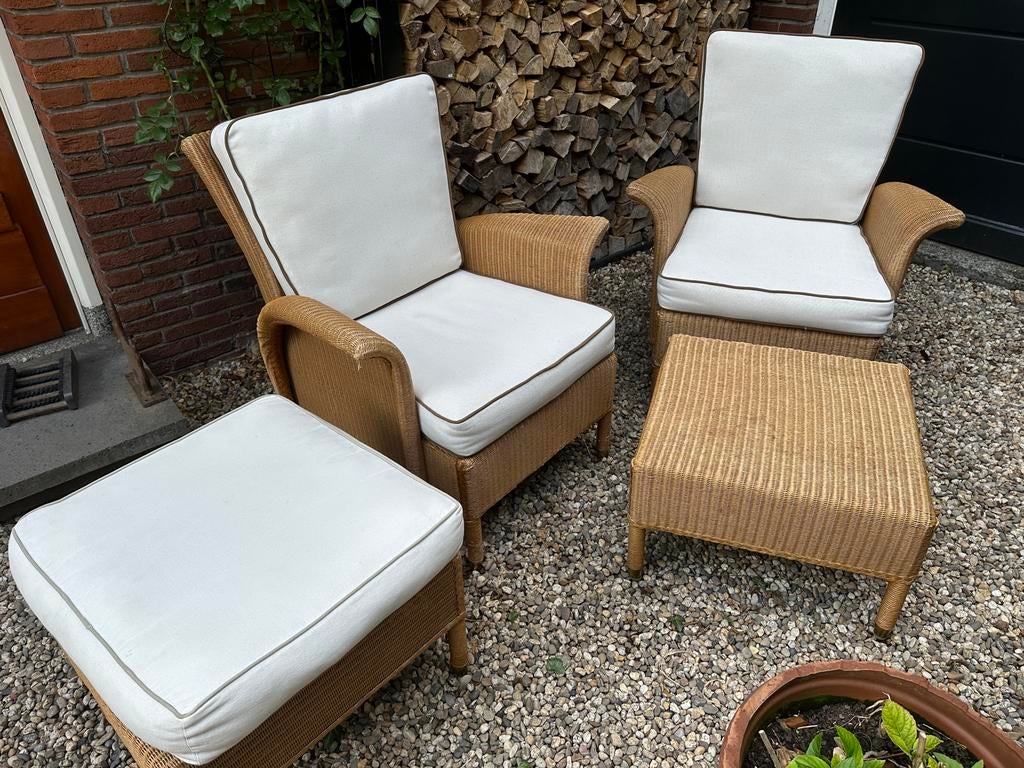 Lloyd Loom Lounge Stoelen - Slootstra Jan des Bouvrie Design, Huis en Inrichting, Fauteuils, Ophalen, Gebruikt, Minder dan 75 cm