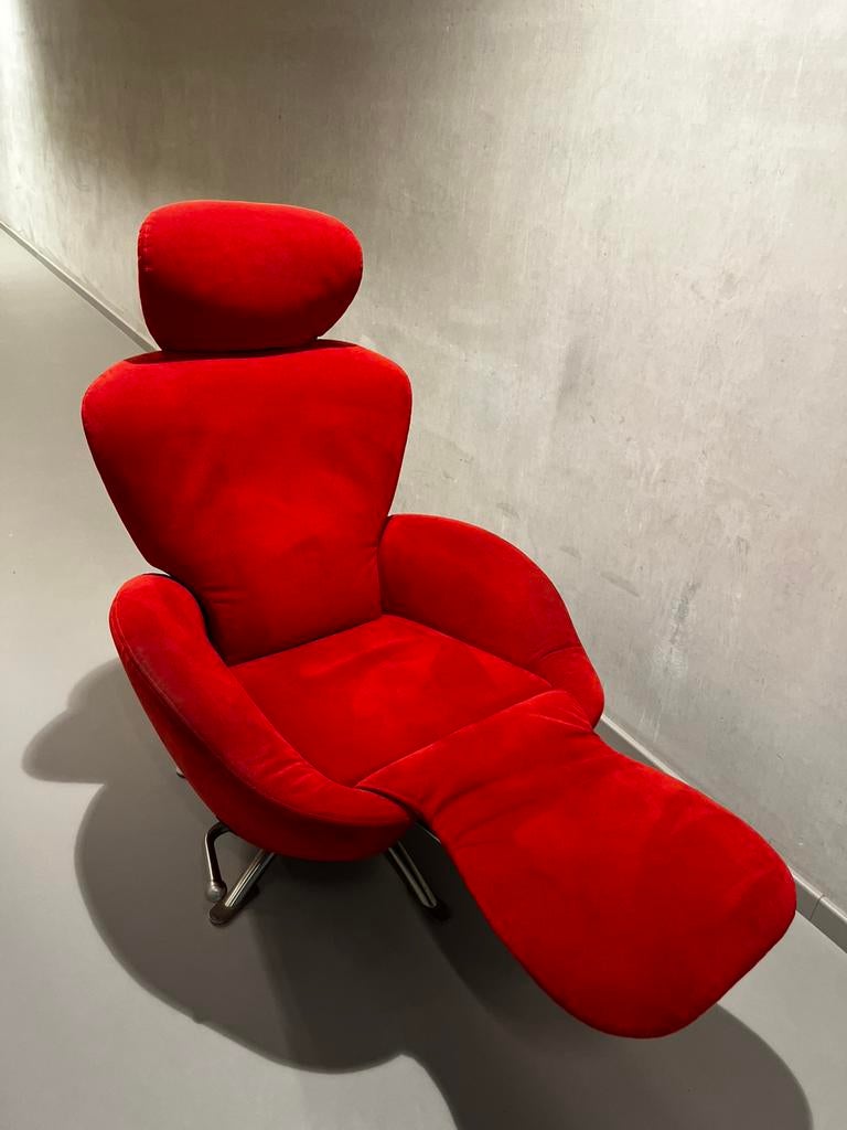 Cassina Dodo K10 Rood Suède, Gebruikt, Eenpersoons, 75 tot 100 cm, Ophalen of Verzenden