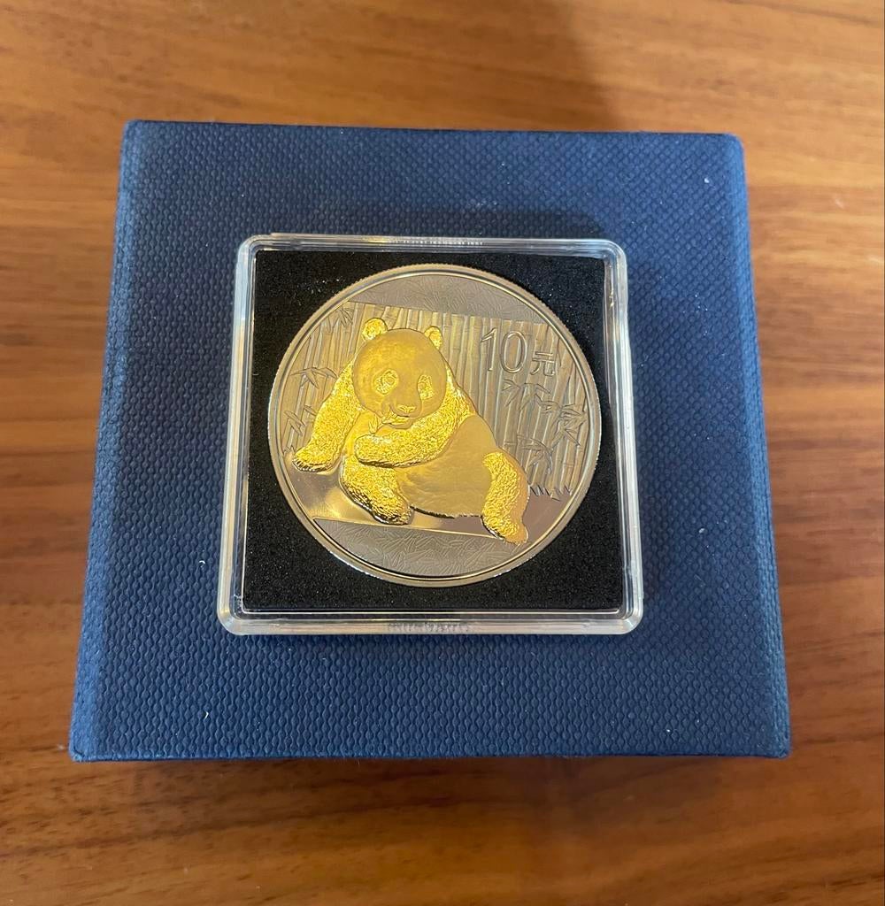Zeldzame Zilveren Panda | met Goud, Ophalen of Verzenden, Oost-Azië, Losse munt, Zilver