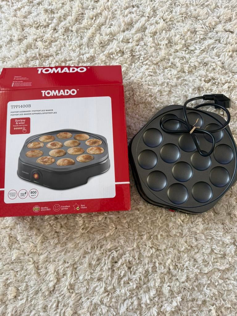 TOMADO TPP1400B Crepe-maker Zwart, Witgoed en Apparatuur, Wafelijzers, Ophalen of Verzenden, Zo goed als nieuw