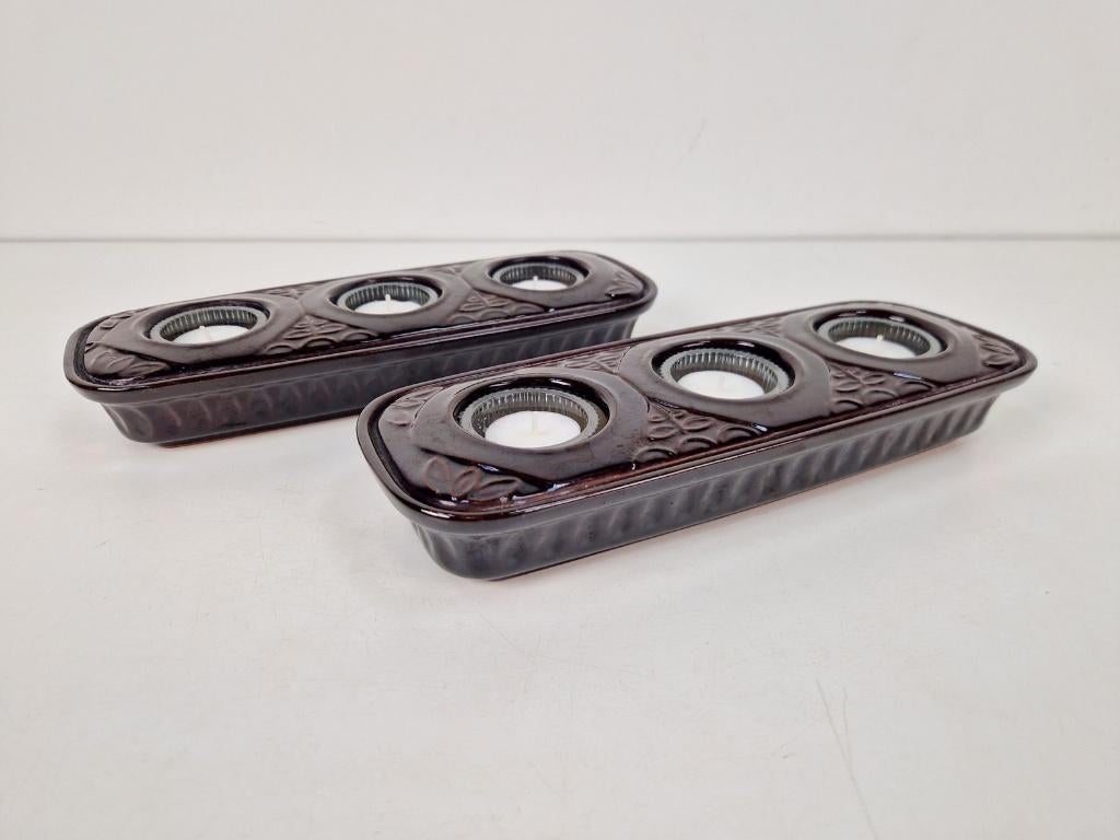 Set 2 Vintage waxinelichthouder keramiek bay W. Germany, Overige materialen, N, Ophalen of Verzenden, Zo goed als nieuw