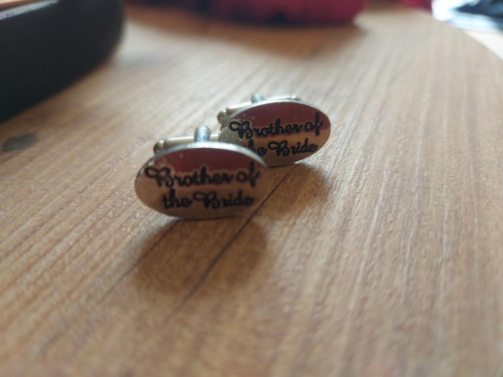 Manchet knopen - brother of the bride, Sieraden, Tassen en Uiterlijk, Manchetknopen, Ophalen of Verzenden, Gebruikt, Overige materialen