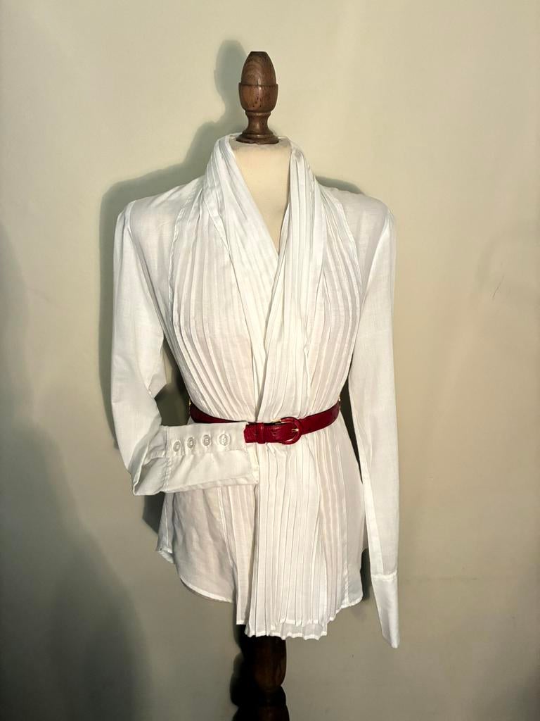 CORA KEMPERMAN BLOUSE WHITE PLISSÉ, Verzenden, Zo goed als nieuw, Maat 38/40 (M), Wit