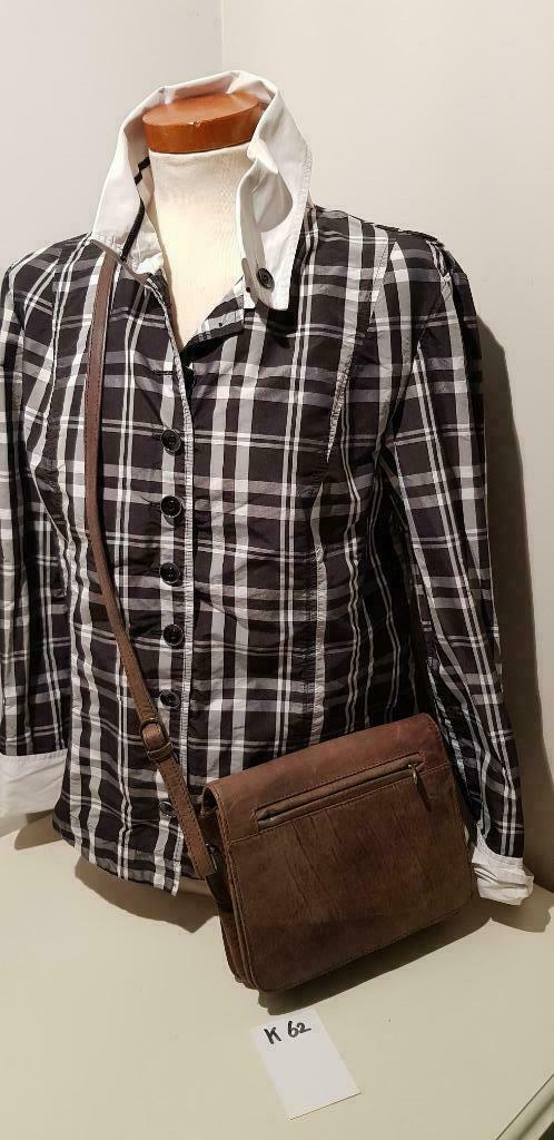 K62 FESTIVAL tasje / schoudertas veel vakken, bruin leder, Gebruikt, Schoudertasje, -, Ophalen of Verzenden