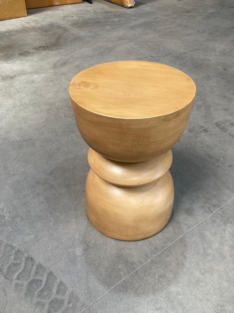 Bijzettafeltje Luis - Bruin mat - ø35 cm - Mangohout, Japandi, Minder dan 55 cm, Rond, Nieuw