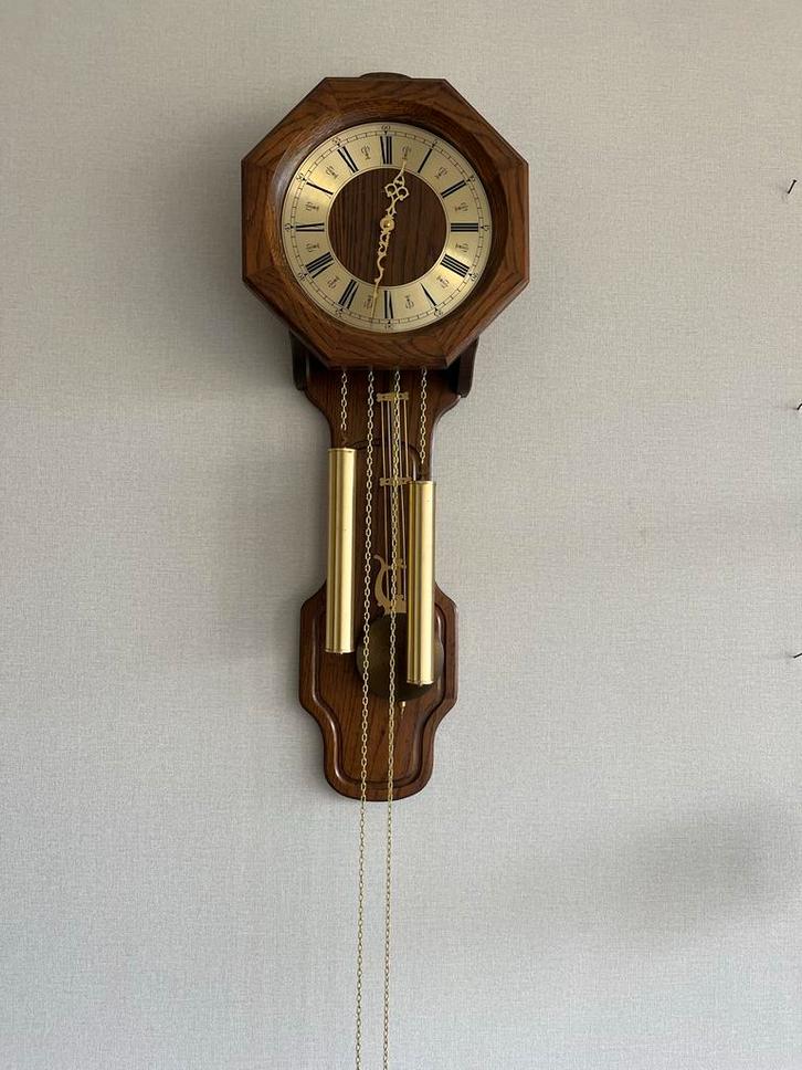 Jeka wandklok met slinger en gewichten, Antiek en Kunst, Antiek | Klokken, Ophalen of Verzenden