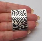 Zilveren hanger met zwarte zebraprint nr.949, Verzenden, Zo goed als nieuw, Zilver, Zilver