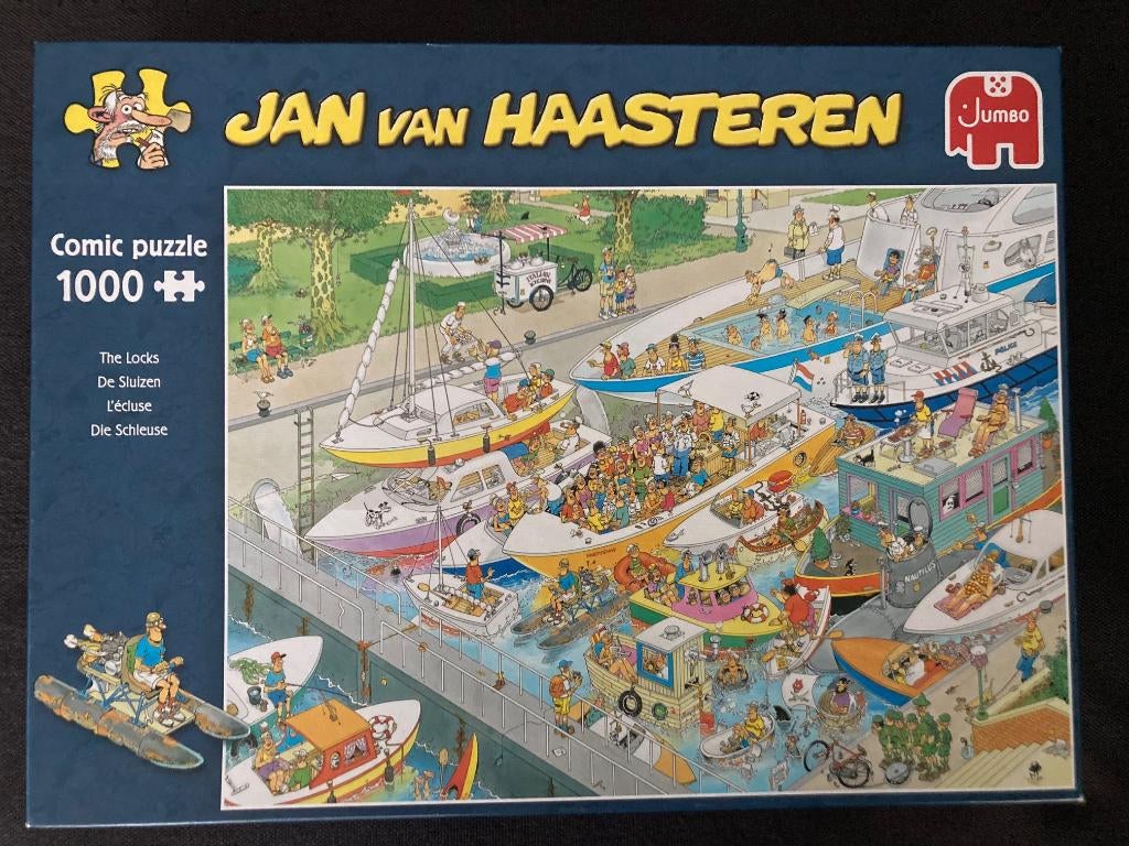 Jan van Haasteren puzzel - De sluizen - 1000 Stukjes, Ophalen of Verzenden, 500 t/m 1500 stukjes, Zo goed als nieuw, Legpuzzel