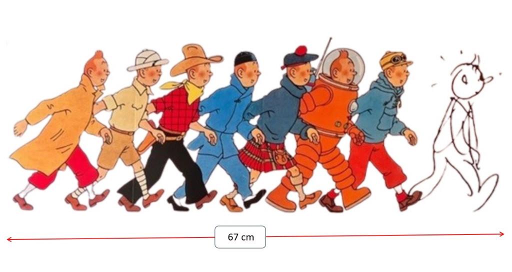 Kuifje 1986 ❖ POS 67 cm x 28 cm ❖ 8 outfits ~ Hergé, Ophalen of Verzenden, Kuifje, Nieuw, Beeldje of Figuurtje