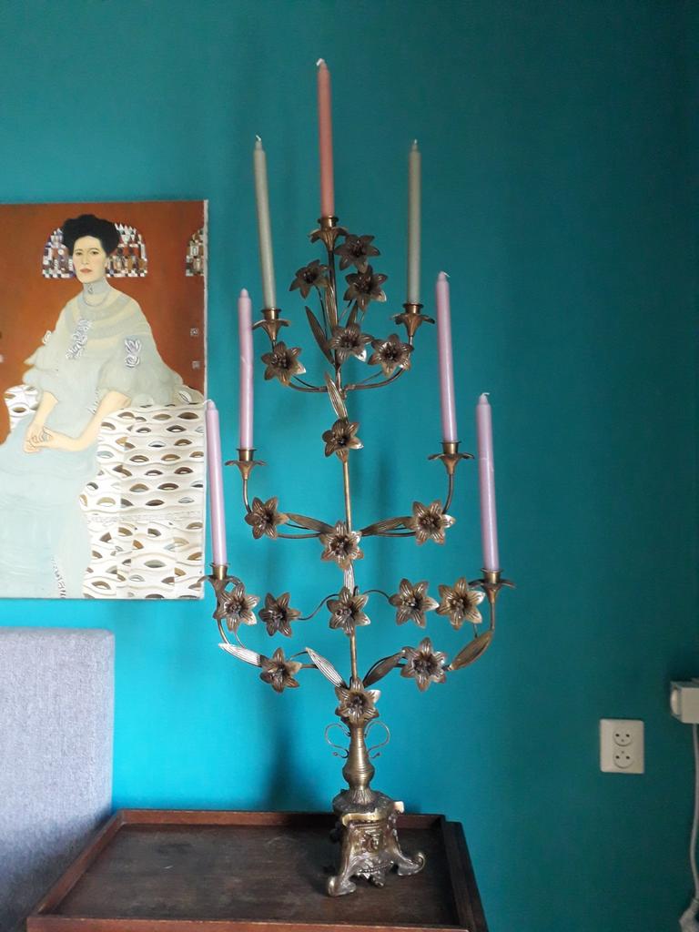Fantastische antieke Franse grote kerkkandelaar, Huis en Inrichting, Lampen | Kroonluchters, Ophalen of Verzenden, Gebruikt