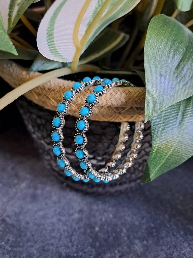 Oorbellen Hoop Creolen Turqouise, Overige materialen, Hangers, Blauw, Nieuw