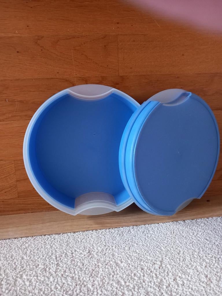 Tupperware venster koektrommel, Huis en Inrichting, Keuken | Tupperware, Zo goed als nieuw, Bus of Trommel, Blauw, Ophalen of Verzenden