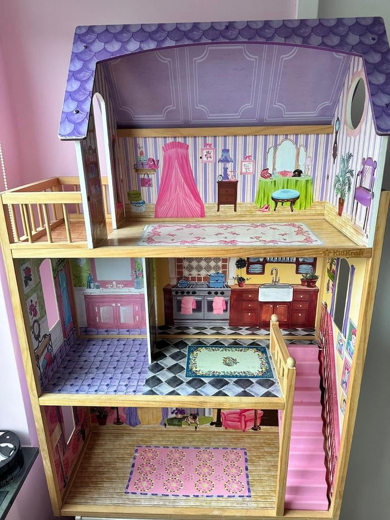 Barbiehuis poppenhuis inclusief volledige inrichting, Kinderen en Baby's, Speelgoed | Poppenhuizen, Ophalen, Zo goed als nieuw