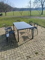 Moderne tuinset met 5 stoelen - Grijs aluminium, Ophalen, 5 zitplaatsen, Gebruikt, Aluminium