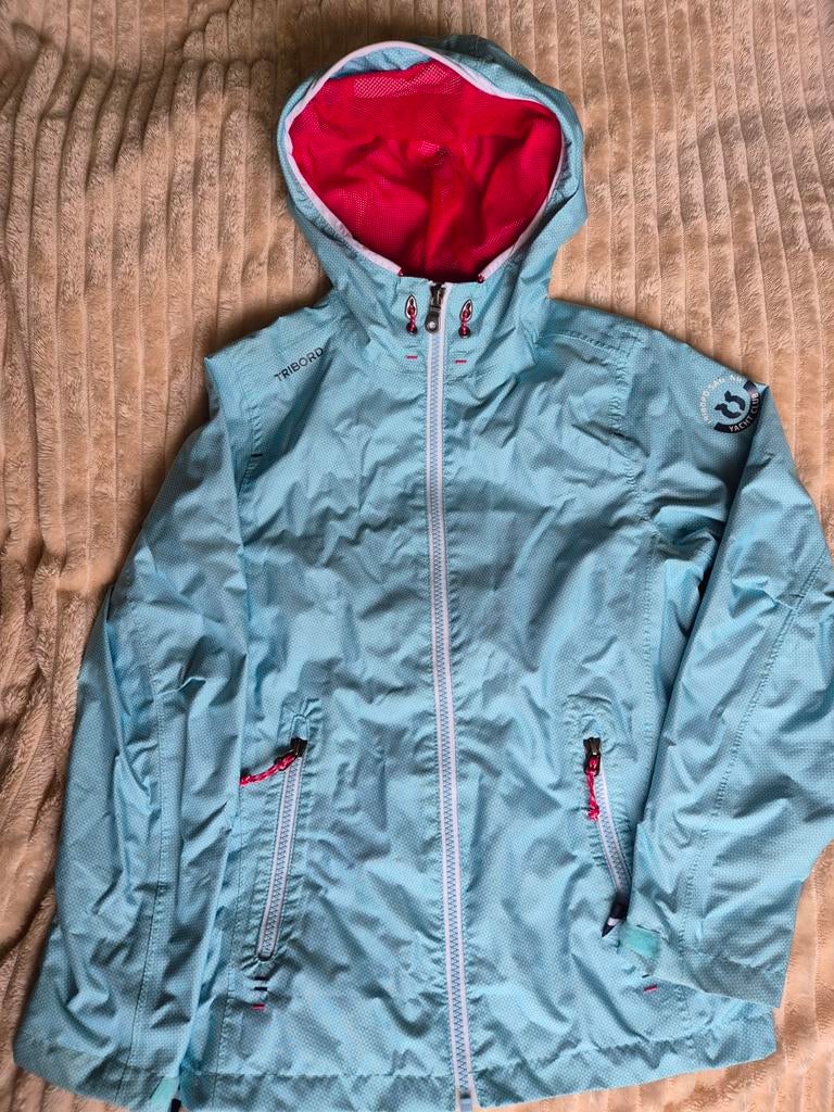 Blauw regenjasje maat 134/140, Kinderen en Baby's, Kinderkleding | Maat 134, Ophalen of Verzenden, Gebruikt, Meisje, Jas