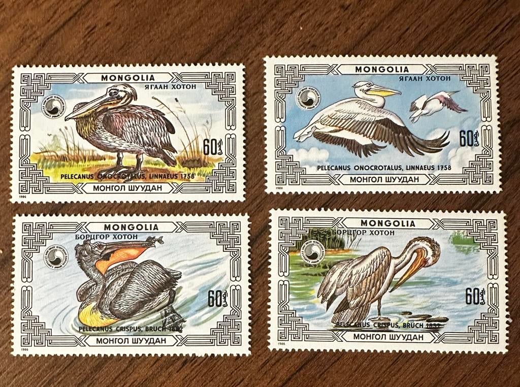 Mongolië 1986 - vogels Pelikanen - Postfris set, Ophalen of Verzenden, Postfris