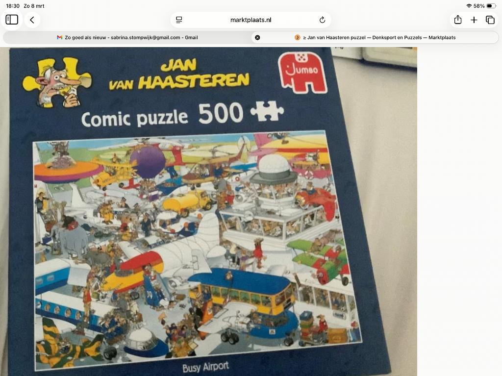 Jan van haasteren, Hobby en Vrije tijd, Denksport en Puzzels, Ophalen of Verzenden, 500 t/m 1500 stukjes, Zo goed als nieuw