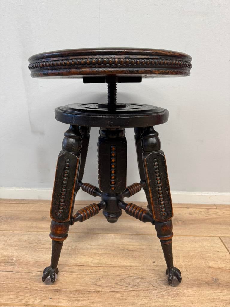 Antieke piano kruk klauwpoot, Ophalen of Verzenden