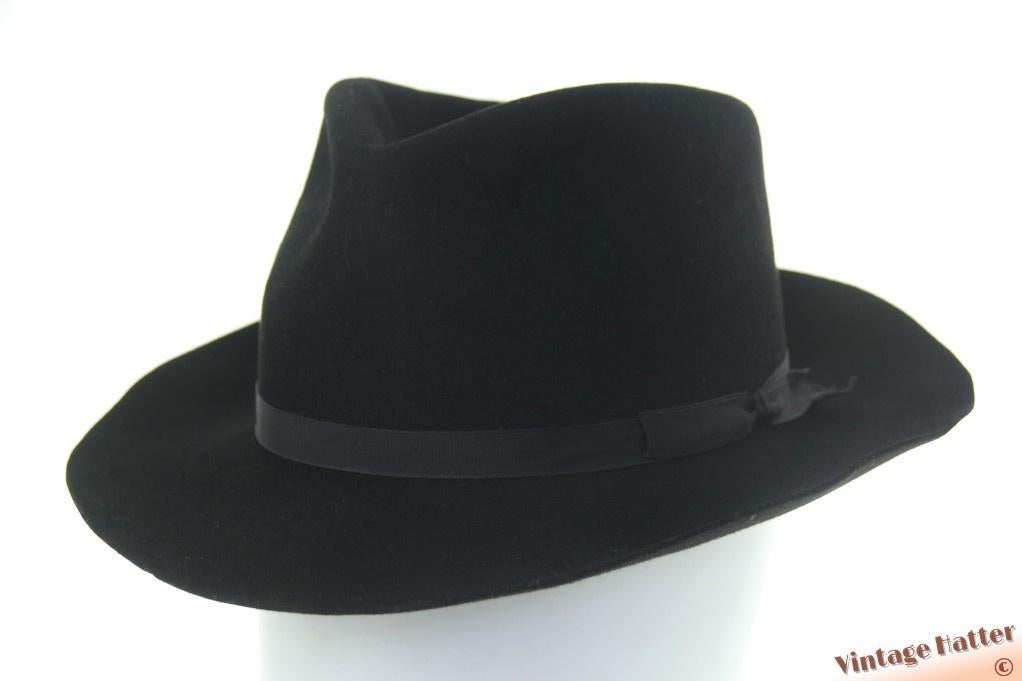 Vintage gleufhoed Goldsiegel zwart 55 = S tot XS, Goldsiegel, Hoed, Ophalen of Verzenden, 57 cm (M, 7⅛ inch) of minder