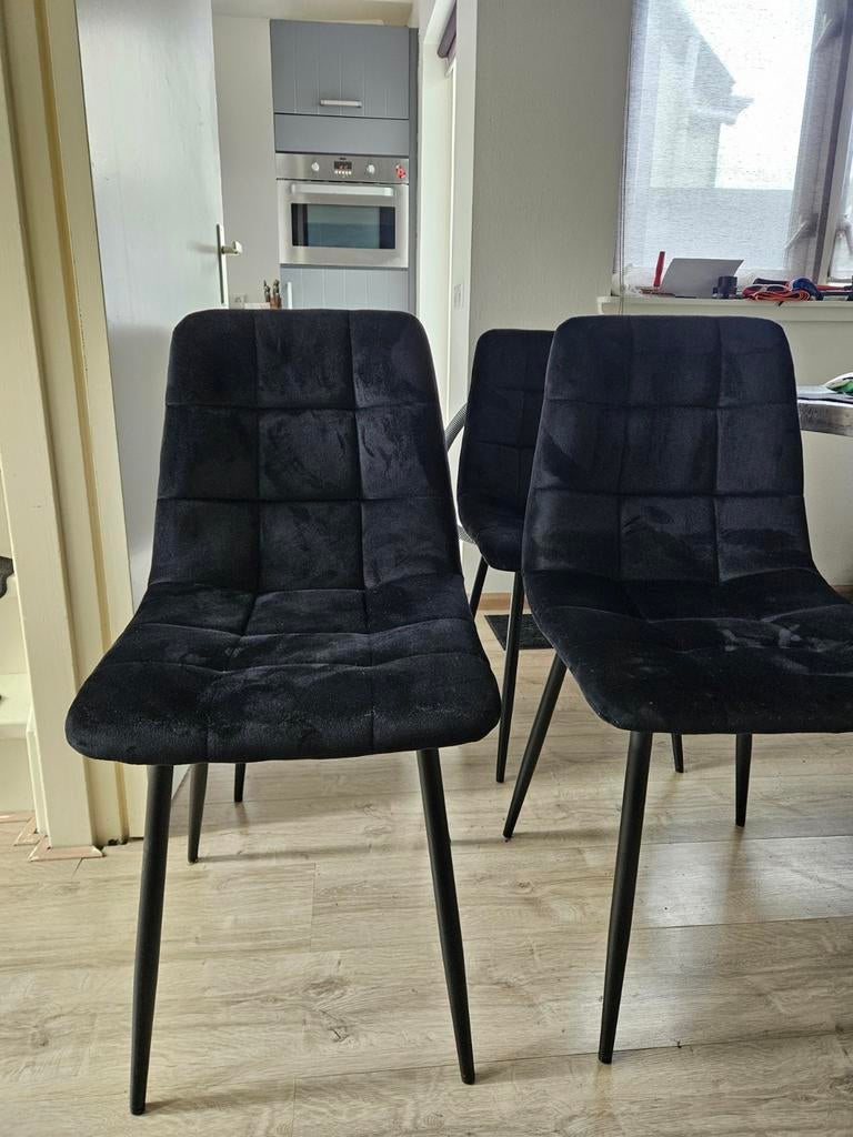 4 zwarte eetkamerstoelen, Huis en Inrichting, Stoelen, Ophalen of Verzenden
