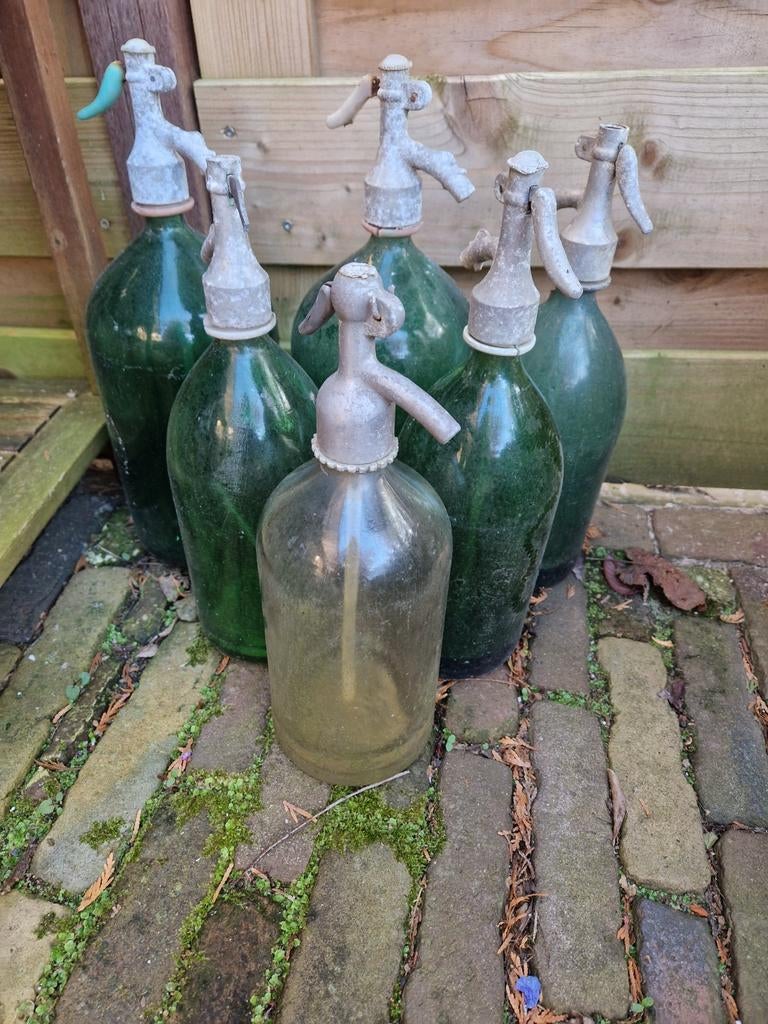 Set van 6 antieke spuitflessen / sifons, Antiek en Kunst, Ophalen