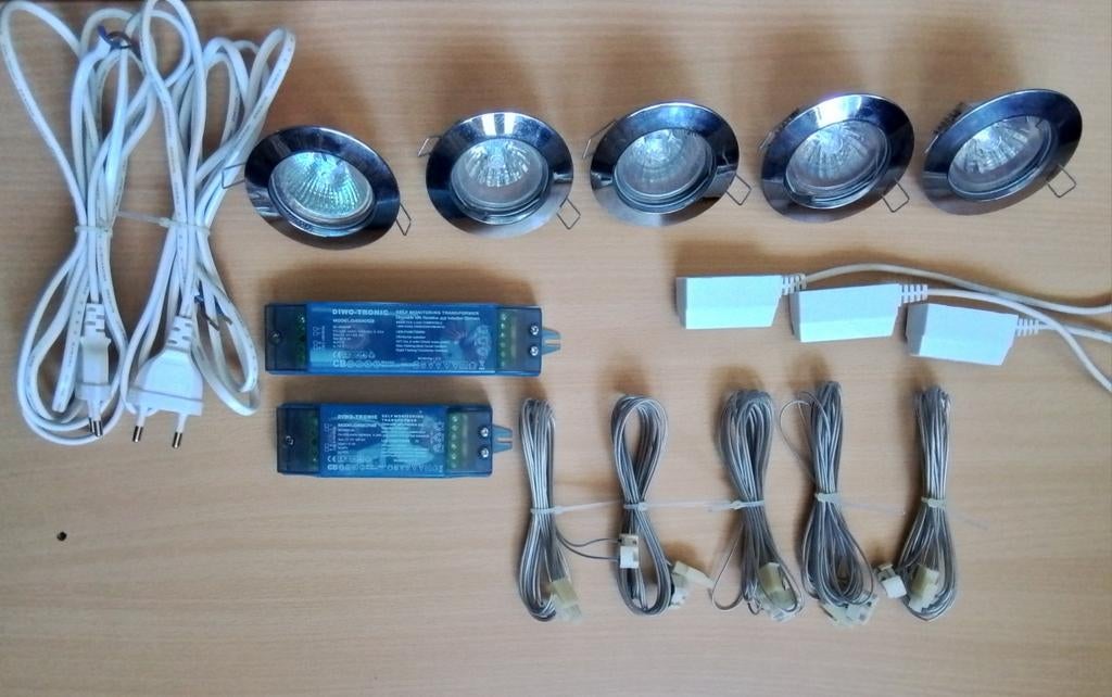 5 Halogeen inbouw spotjes set, Ophalen, Gebruikt, Metaal of Aluminium, Inbouw