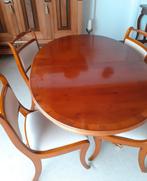 Nieuwstaat rond  Kersen hout eettafel met stoelen, Huis en Inrichting, Ophalen, 50 tot 100 cm, Zo goed als nieuw, Kersenhout