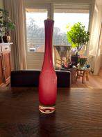 Flesvaas Helder & Fuchsia Roze Glas - 44cm, Overige kleuren, Ophalen of Verzenden, Minder dan 50 cm, Glas