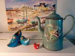 Vintage Franse Koffiepot Mintgroen Bloemdecoratie, Ophalen of Verzenden
