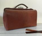 Antieke Franse leren tas dokterstas met toilettas, Ophalen of Verzenden
