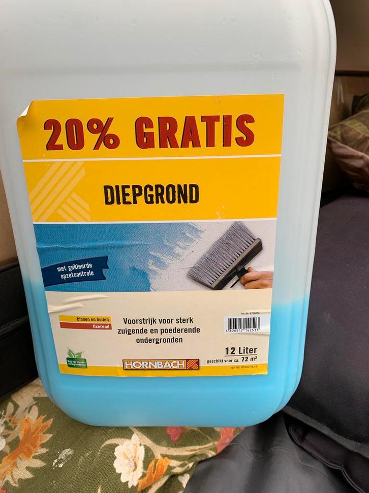 Diepgrond - 12 Liter 2a 2,5 Liter, Doe-het-zelf en Verbouw, Verf, Beits en Lak, Nieuw, Verf, 10 tot 15 liter, Blauw, Ophalen of Verzenden