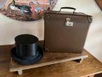 Vintage set van hoge ( klap) hoed met koffer, Antiek en Kunst, Antiek | Kleding en Accessoires, Ophalen of Verzenden, Heren